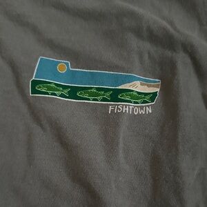 Gray Fishtown Leland, Michigan long sleeve tshirt